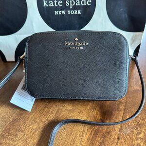 Kate Spade Mini Staci Camera Saffiano Leather Crossbody Bag Black Purse